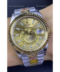 Rolex Sky-Dweller REF# M336933 Gold Dial Watch in Yellow Gold 904L Steel Case 1:1 Mirror Replica