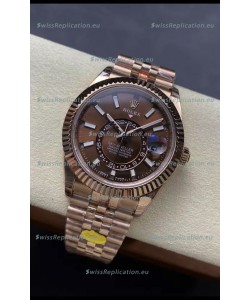 Rolex Sky-Dweller REF# 336935 Brown Dial Watch in Rose Gold 904L Steel Case 1:1 Mirror Replica