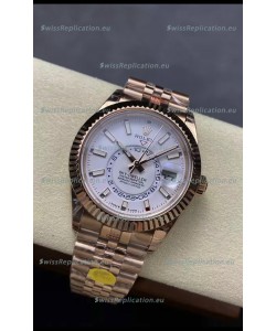 Rolex Sky-Dweller REF# 336935 White Dial Watch in Rose Gold 904L Steel Case 1:1 Mirror Replica