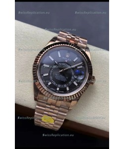 Rolex Sky-Dweller REF# 336935 Black Dial Watch in Rose Gold 904L Steel Case 1:1 Mirror Replica