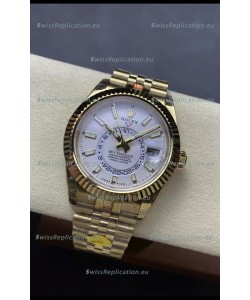 Rolex Sky-Dweller REF# 336935 White Dial Watch in Yellow Gold 904L Steel Case 1:1 Mirror Replica