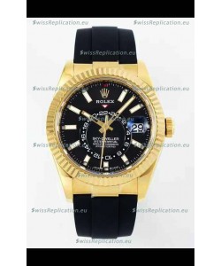 Rolex Sky-Dweller REF# 336935 Black Dial Watch in Yellow Gold 904L Steel Case 1:1 Mirror Replica