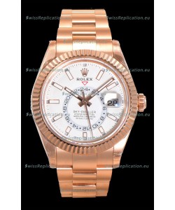 Rolex Sky-Dweller REF# 336235 White Dial Watch in Rose Gold 904L Steel Case 1:1 Mirror Replica