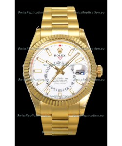 Rolex Sky-Dweller REF# 336235 White Dial Watch in Yellow Gold 904L Steel Case 1:1 Mirror Replica