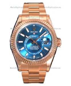Rolex Sky-Dweller REF# 336235 Blue-Green Dial Watch in Rose Gold 904L Steel Case 1:1 Mirror Replica