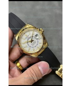 Rolex Sky-Dweller REF# M336235 White Dial Yellow Gold Watch in 904L Steel Case 1:1 Mirror Replica