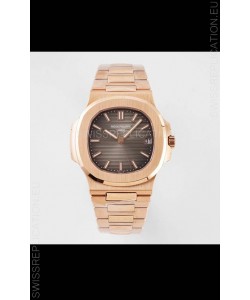 Patek Philippe Nautilus 5711/1R-001 1:1 Mirror Replica in 904L Steel Rose Gold Brown Dial