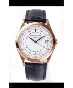 Patek Philippe Calatrava 5296 Sector Dial 1:1 Mirror Swiss Replica Watch Rose Gold Casing