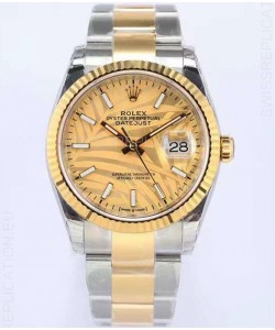 Rolex Datejust Palm Motif Dial 36MM Cal.3135 Movement Swiss Replica Watch in 904L Two Tone Casing