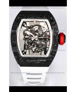 Richard Mille RM055 Black Carbon Casing 1:1 Mirror Replica Watch in White Strap