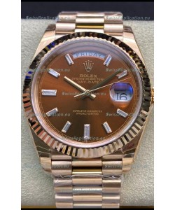 Rolex Day Date 40MM 228235 Rose Gold in Brown Dial 1:1 Mirror Replica Watch