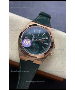 Vacheron Constantin Overseas Dual Time Rose Gold 1:1 Mirror Swiss Replica Watch in Green Dial