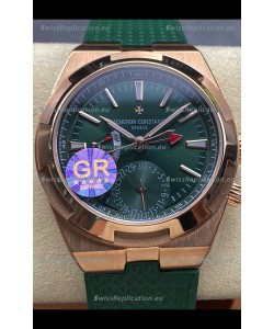 Vacheron Constantin Overseas Dual Time Rose Gold 1:1 Mirror Swiss Replica Watch in Green Dial
