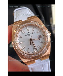 Vacheron Constantin Overseas Rose Gold 33MM Swiss Quartz Replica Watch Steel Dial 