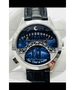 Van Cleef & Arpels Lady Arpels Pont des Amoureux in Stainless Steel Black Strap