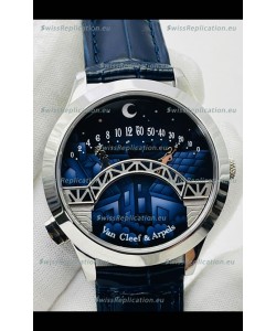 Van Cleef & Arpels Lady Arpels Pont des Amoureux in Stainless Steel Navy Blue Strap