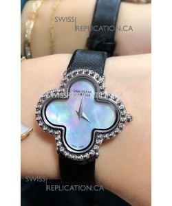 Van Cleef & Arpels Alhambra Stainles Steel Pearl Dial Watch 
