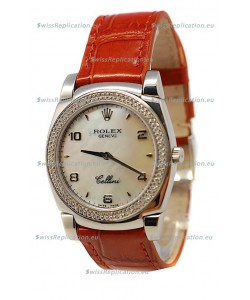 Rolex Cellini Cestello Ladies Swiss Watch Pearl in Diamonds Bezel