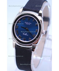 Rolex Cellini Cestello Ladies Swiss Watch in Blue Silver Face